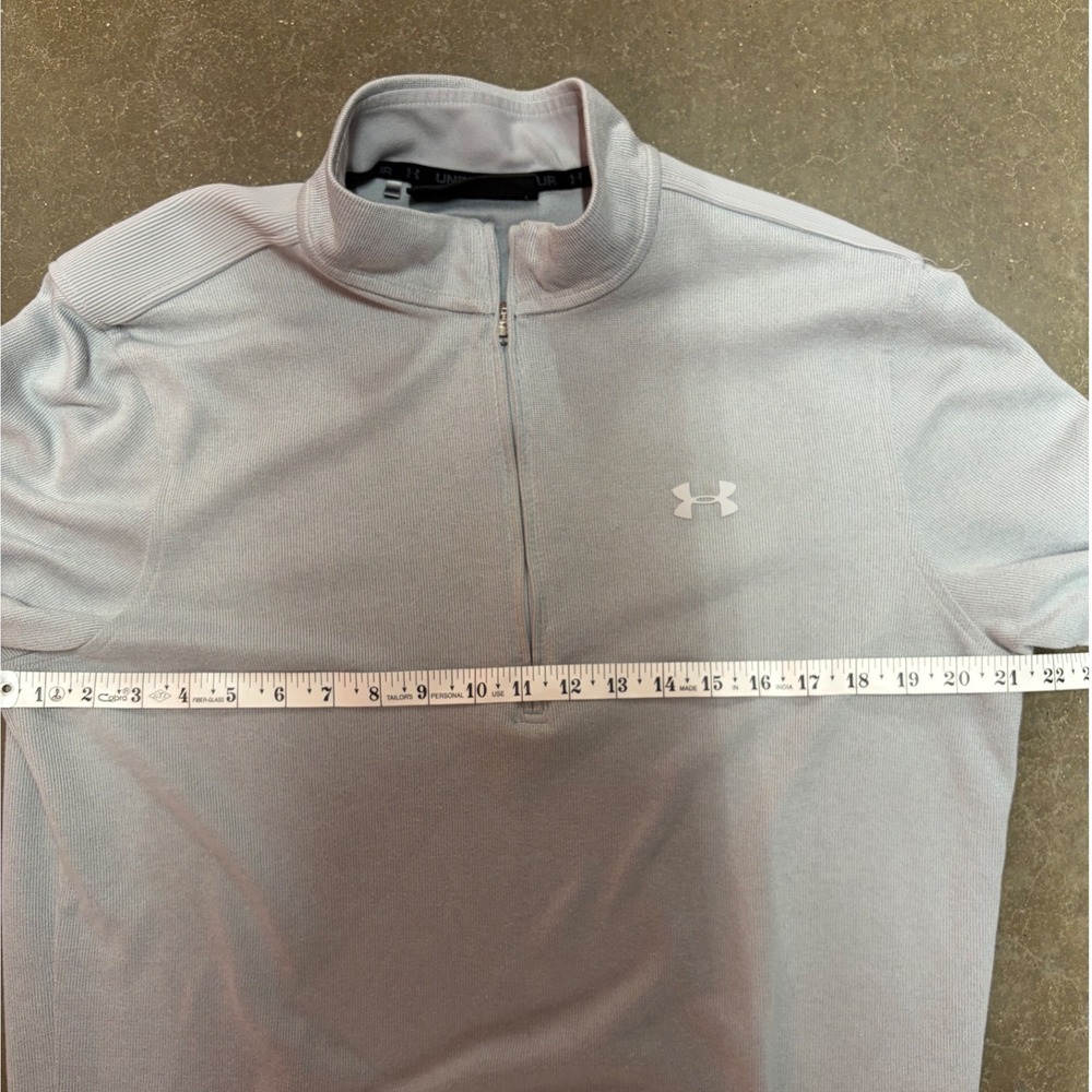 Under Armour ColdGear Mens Large Light Grey 1/4 Zip Pullover Sweater Loose Fit - Picture 5 of 7